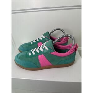 Boden Women's Erin Retro Tennis Sneakers Green Pink Color Block Size 38 US 7